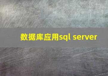 数据库应用sql server